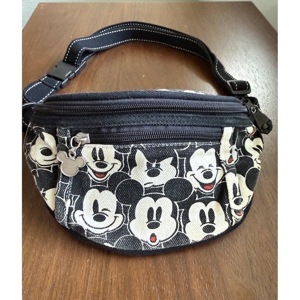 Official Disney Mickey Mouse 3-Pocket Crossbody Fanny Pack Vintage Disney Merch